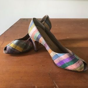 1950’s vintage colorful peep toe heels